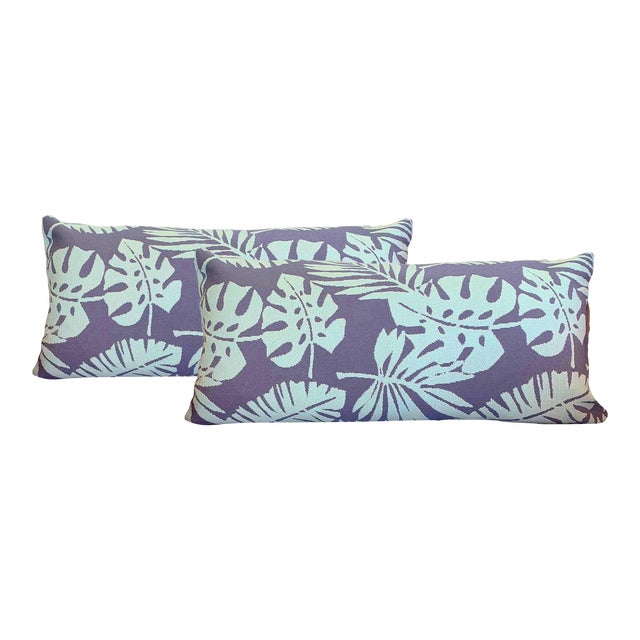 Blue Tropical Outdoor Lumbar Pillows a Pair Chairish