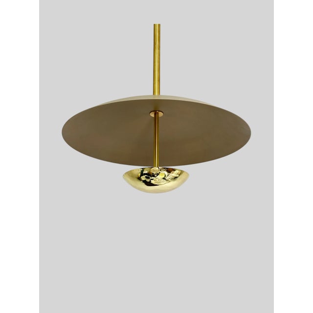 Minimalist Brass Pendant - Handcrafted Metal Lighting Fixture For Sale - Image 6 of 6