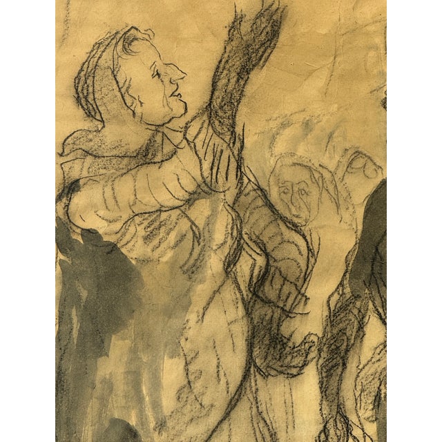 1960s Edward Casaceli (Pa Pafa) Original Charcoal Figure Drawing Sketch Rome Italy 1969 For Sale - Image 5 of 12
