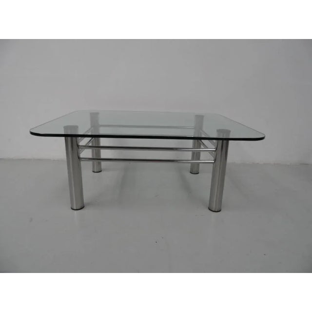 Glass Vintage Chrome with Glass Coffee Table, 1970s For Sale - Image 7 of 7
