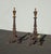 Pair Antique Hand Forged Wrought Iron Andirons W Brass Finials For Sale - Image 4 of 12