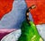 Textile Suzanne Mears, Large Pop Art Oil Painting "Pear" Modernist Colorful Composition Suzanne Mears For Sale - Image 7 of 15