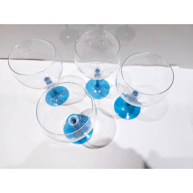 Vintage Gin Goblets With Sapphire-Color Stems- Set of 4 For Sale - Image 4 of 6