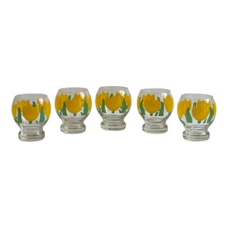 Mid-20th Century Tulip Low Ball Cocktail Glasses — Set of 5 For Sale