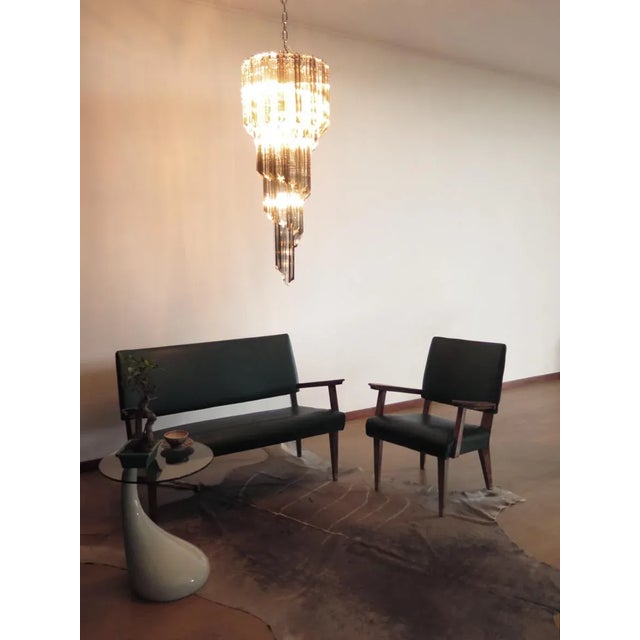 Metal Vintage Italian Chandelier with 86 Smoked Glass Prisms, 1983 For Sale - Image 7 of 15