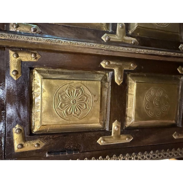 Vintage Brass-Inlay Wooden Cabinet, 1950s For Sale - Image 4 of 9