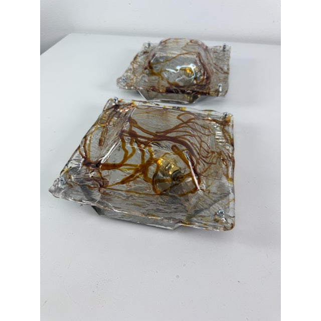 AVMazzega Murano Glass Wall Lamps, 1970s, Set of 2 For Sale - Image 4 of 18