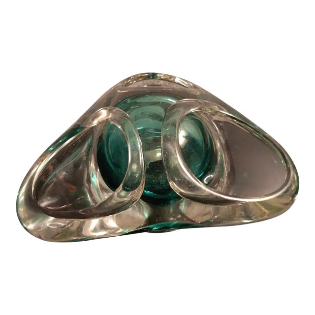 1980s Signed Adam Jablonski Polish Art Glass Multicolor Sculptural Bowl For Sale