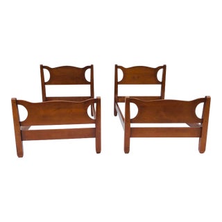 Vintage Solid Maple Wood Twin Size Beds - a Pair For Sale