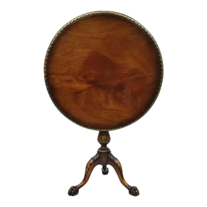 Vintage Chippendale Style Mahogany Pie Crust Ball and Claw Tilt Top Tea Table