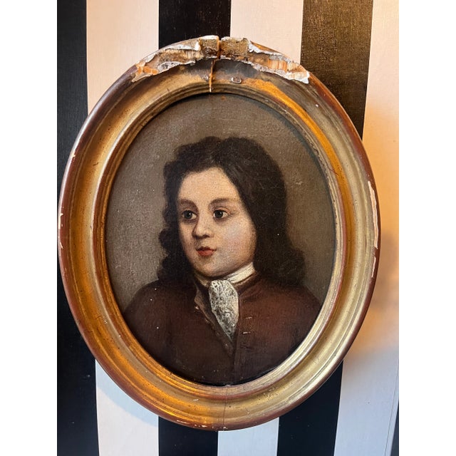 French 19th Century Portrait Oil Painting of a Boy, Framed For Sale - Image 3 of 7