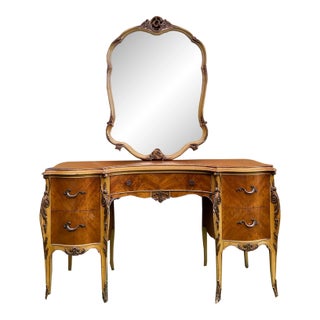 Late 19th Century Louis XVI Style Dressing Table & Mirror For Sale