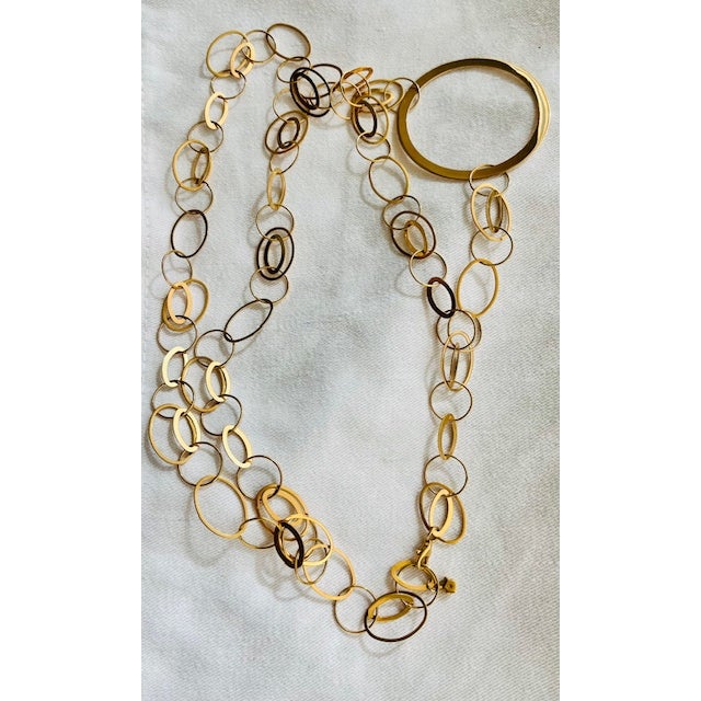 Vintage Lana 14k Gold Double Layer Hoops Necklace, Statement Luxury, Adjustable Clasp For Sale - Image 10 of 12