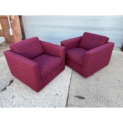 Charles Pollack for Knoll Upholstered Cube Lounge Chairs. Redone about 7 years ago and still present as new! Large...