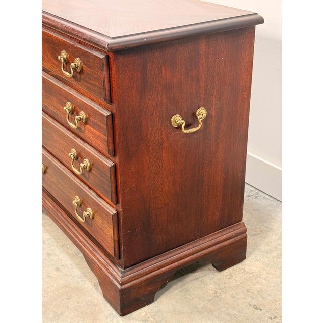 Vintage Chippendale Style Mahogany Four Drawer Chest With Brass Bail Pulls For Sale In Providence - Image 6 of 10