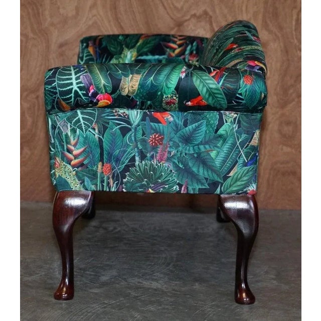 Small Window Seat Bench Sofa with Birds of Paradise Upholstery For Sale - Image 10 of 13