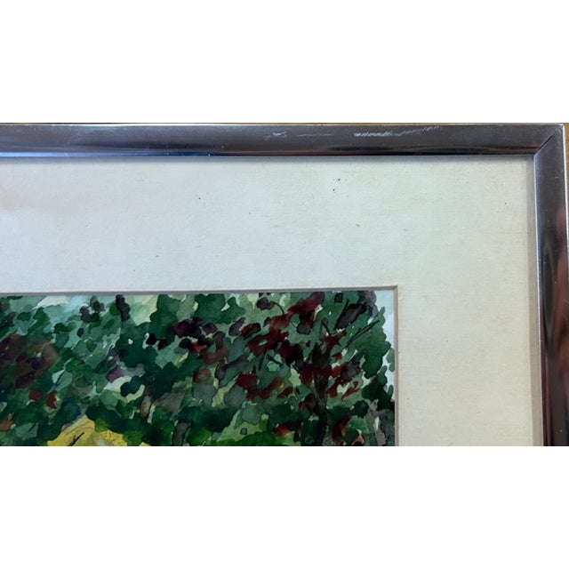 American American Little Painting of People in a Park, Signed For Sale - Image 3 of 7