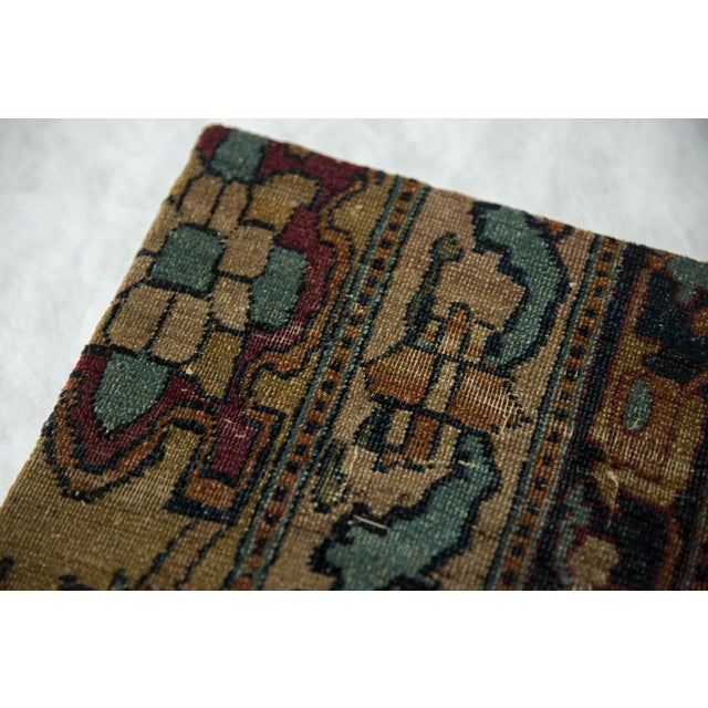 Old New House Decorative Cork Board Antique Kerman Rug Fragment Art For Sale - Image 4 of 9