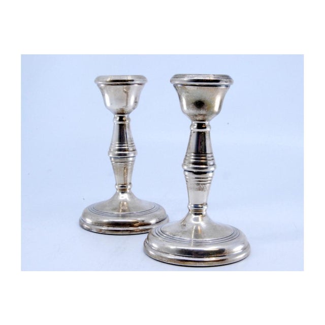 Silver Candlesticks on Circular Bases, Set of 2, in Good conditions. Designed 1990 to 1999