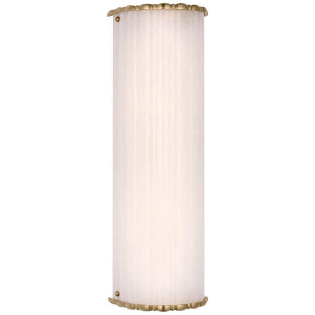 Rosehill 20" Linear Sconce in Hand-Rubbed Antique Brass with White Strie Glass Designer: AERIN Finish: Hand-Rubbed Antique...