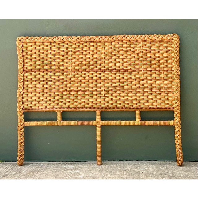 Vintage Braided Rattan Queen Headboard For Sale - Image 13 of 13