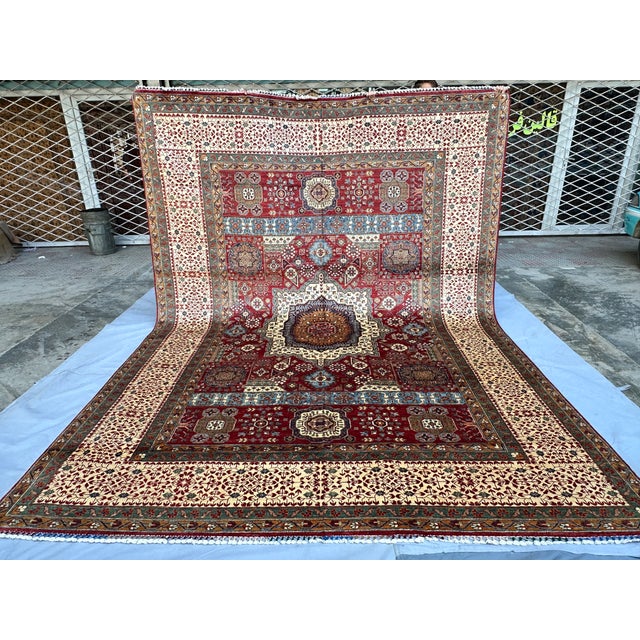 Hand-Knotted Afghan Meshhed Style Wool Area Rug - 9'0" X 12'2" For Sale - Image 4 of 14
