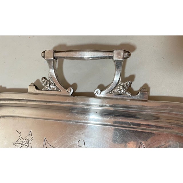 Huge Rare Antique 1857 Reed & Barton Silver Plate Art Deco Serving Tray Platter For Sale - Image 15 of 16