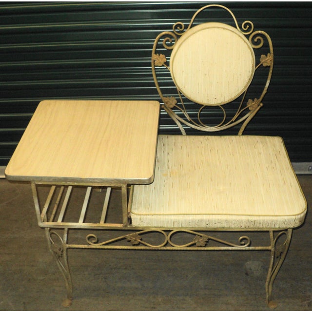 Antique Vintage Telephone Gossip Metal Ornate Bench For Sale In New York - Image 6 of 7
