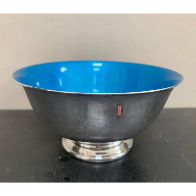 Vintage Paul Revere Silver Plate Turquoise Bowl For Sale In Phoenix - Image 6 of 8