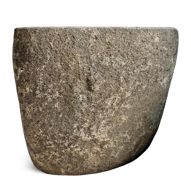 Organic Modern Stone Boulder Vintage Outdoor Stool Side Table For Sale - Image 4 of 6