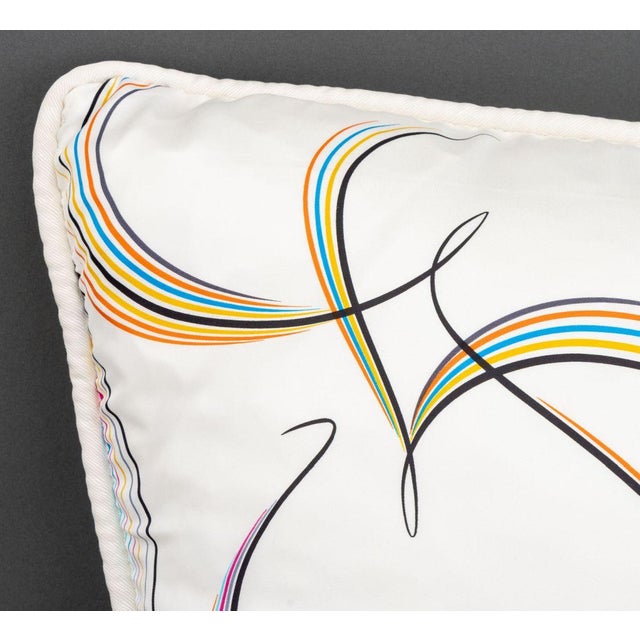 White Hermes "24 Faubourg" Silk Pillows, 2 For Sale - Image 8 of 12