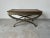 Hollywood Regency Style Brass & Leather Cocktail Table With X-Base For Sale - Image 9 of 12