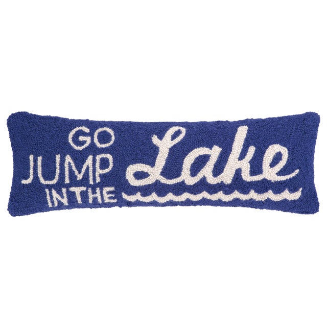 Traditional Jump In Lake Hook Pillow, 24" x 8" For Sale - Image 3 of 3