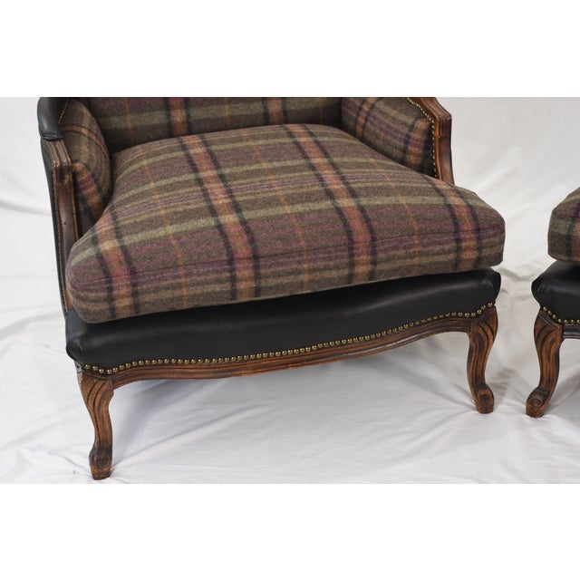 Ralph Lauren Wool and Leather on Vintage Accent Chairs Set For Sale In Washington DC - Image 6 of 15