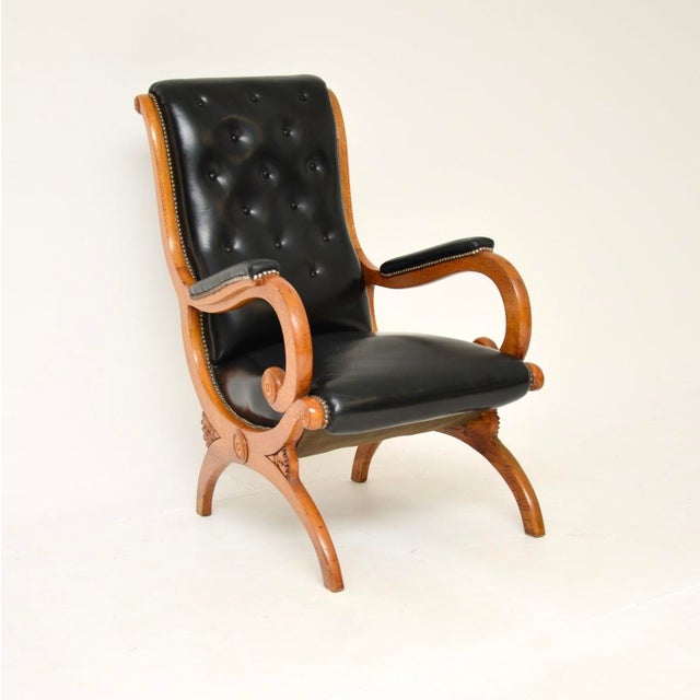 Antique Regency Leather Slipper Armchair, 1830s For Sale - Image 10 of 10