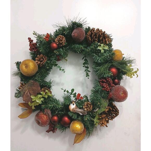 Winter Berries Door Wreath Realistic Red CARDINAL Egg Nest Holiday Ice Crystals Realistic Holiday Christmas Arrangement...