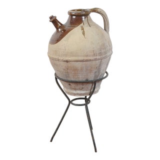 Rustic Terracotta Amphora with Base, Set of 2 For Sale