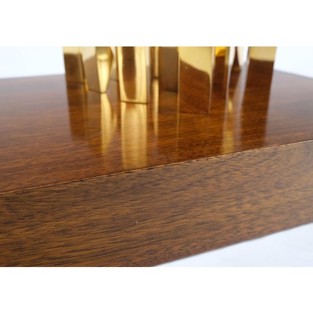 Mid 20th Century Modern Flock of Birds Sculpture Solid Brass Figurines on Walnut Rectangle Block For Sale - Image 17 of 17