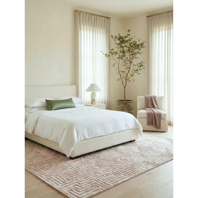 Contemporary Knossos Hand-Tufted Maze Rug, Peony Pink, 6x9 For Sale - Image 3 of 5