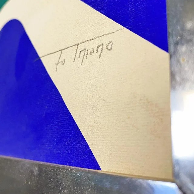 Space Age Italian Chromed Steel Frame with Optical Abstract Design Print, 1970s For Sale - Image 4 of 11