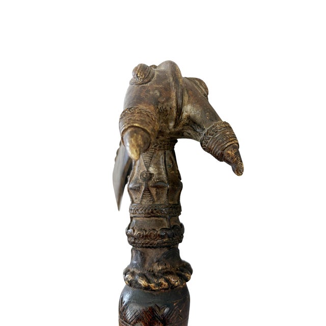Rare Vintage Senufo Kpa'ana Bronze Ceremonial Figural Axe Côte d'Ivoire 13" H For Sale - Image 9 of 12