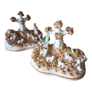 Fine Small 19th C Staffordshire Pair of Pastoral Themed Groups For Sale