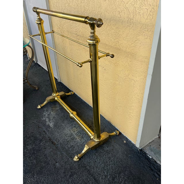 Late 19th Century Late 19th Century Victorian Brass Quilt Blanket Rack Stand Holder With Clasped Hands For Sale - Image 5 of 9