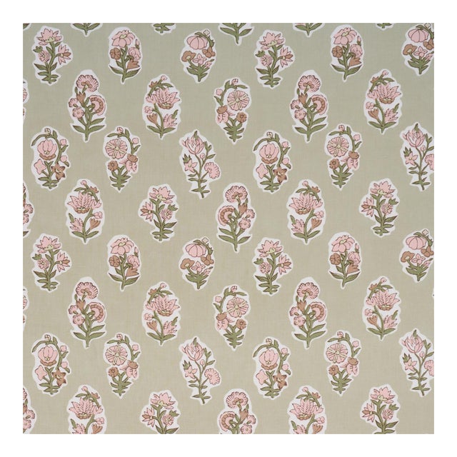 Schumacher Anessa Hand Screen Print Fabric in Petal For Sale