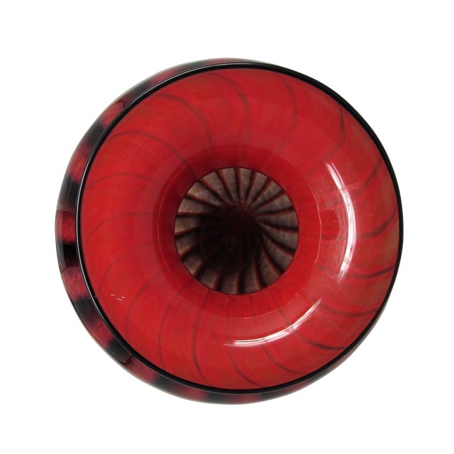 Large Red & Black Striped Glass Vase - Signed by Lisa Aronzon For Sale - Image 4 of 8