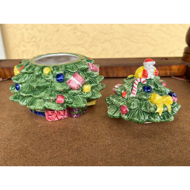 Vintage Ceramic Christmas Tree Box / Candy Dish For Sale - Image 10 of 10