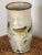 A vintage studio pottery vase, signed by the artist and decorated with beautiful French birds on a wire painted on creamy...