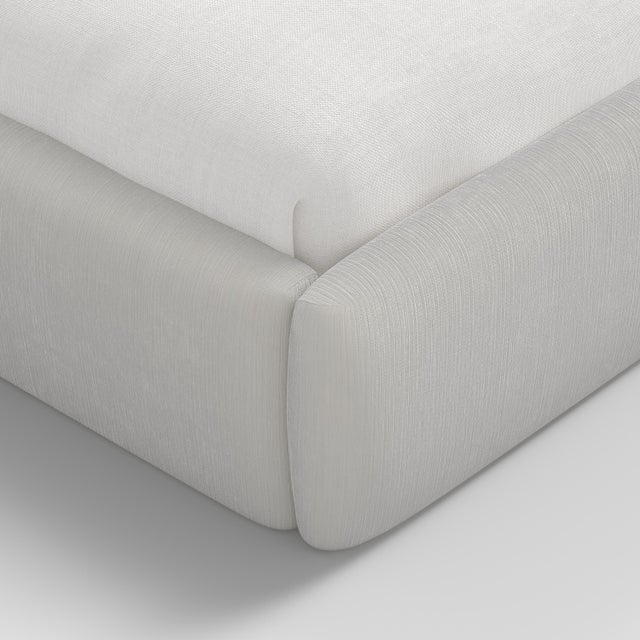 Tori Platform Bed in Snow Slub Velvet, Queen For Sale In Chicago - Image 6 of 7