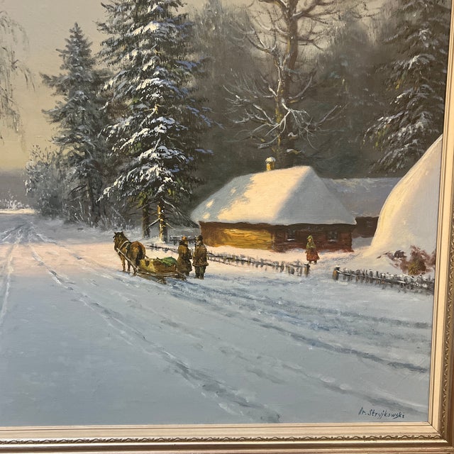 1950s 20th Century Oil on Canvas European School by Polish Artist Signed Framed Depicting Wooded Countryside For Sale - Image 5 of 12