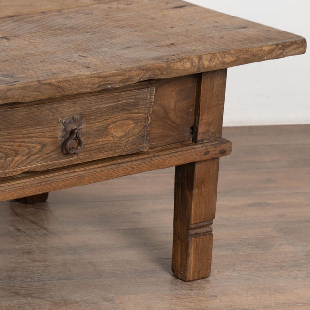 Late 19th Century Rustic French Oak Coffee Table With Two Drawers For Sale - Image 11 of 12